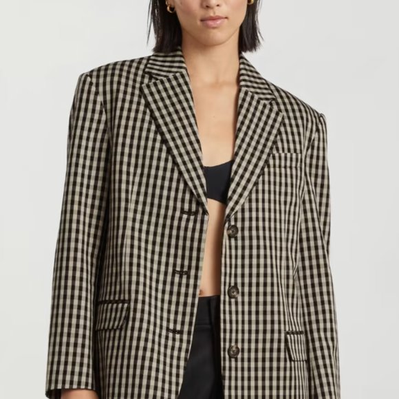 Everlane, The '80s Blazer, Khaki / Black, 4/6 - Picture 3 of 6